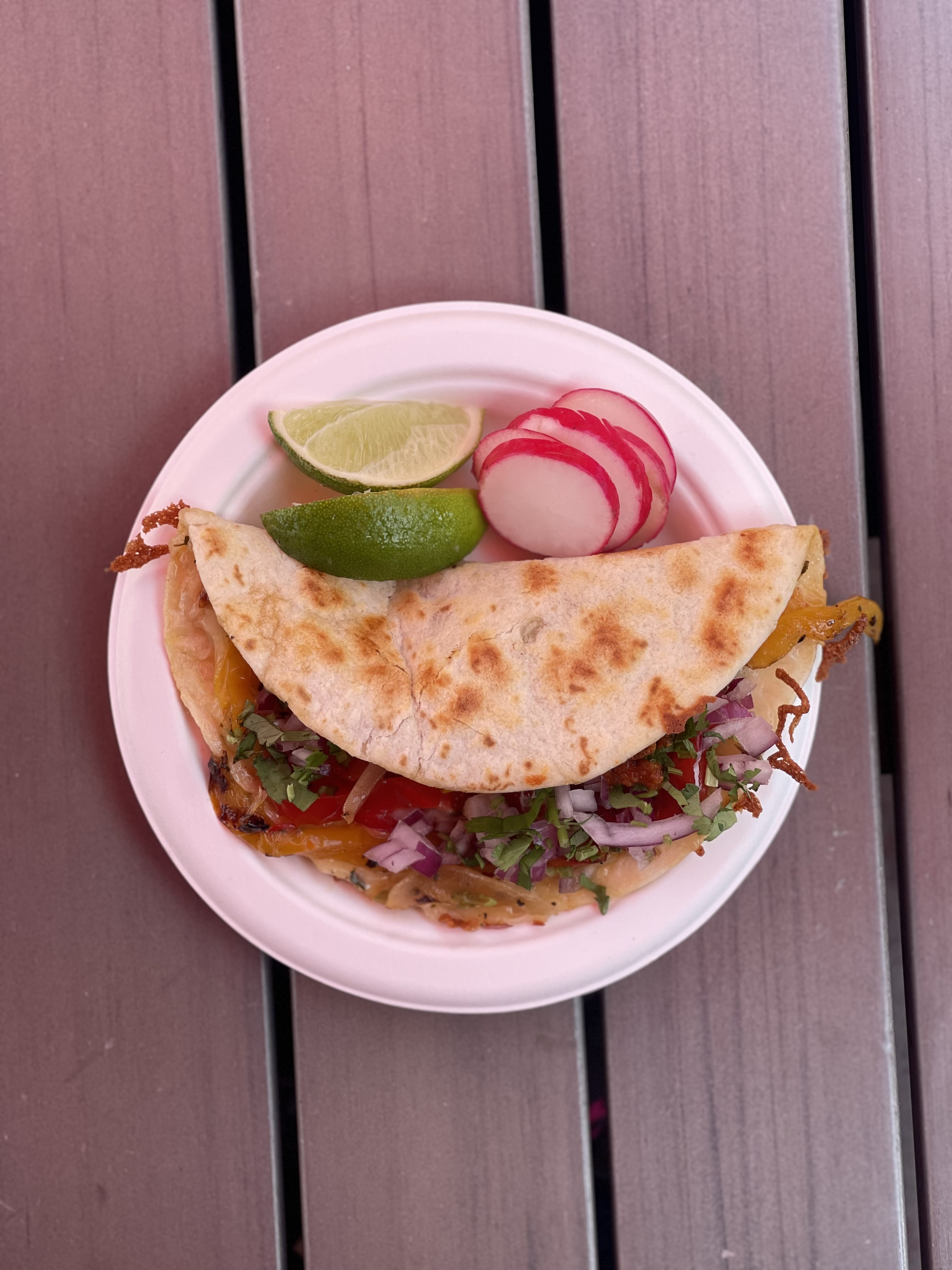 Order Veggie quesadilla  food online from Teddy Red Tacos store, Venice on bringmethat.com