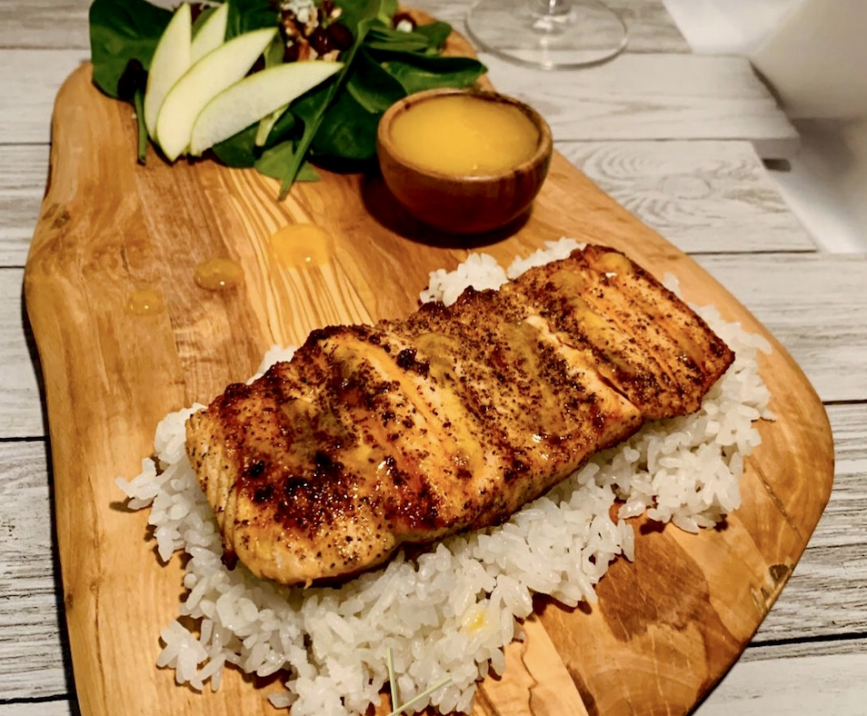 Order Easy Grilled Salmon food online from Moonrise Spirits And Sushi store, El Paso on bringmethat.com