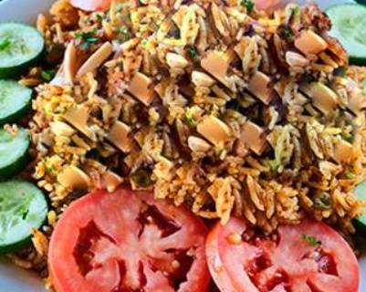 Order Vegetarian Biryani with roasted nuts food online from Aladdin Cafe store, San Diego on bringmethat.com