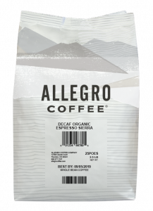 Order Decaf Organic Espresso Sierra (2.5 lb.) food online from Allegro Coffee Company store, Oklahoma City on bringmethat.com