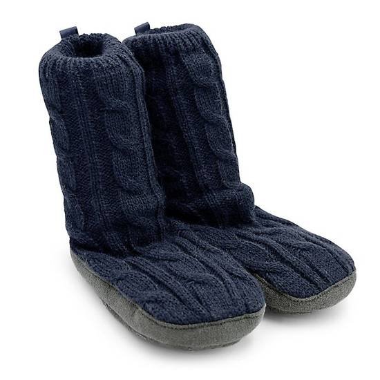 Order Goldbug™ Size 12-18M Cable Knit Slipper in Navy food online from Bed Bath & Beyond store, Lancaster on bringmethat.com