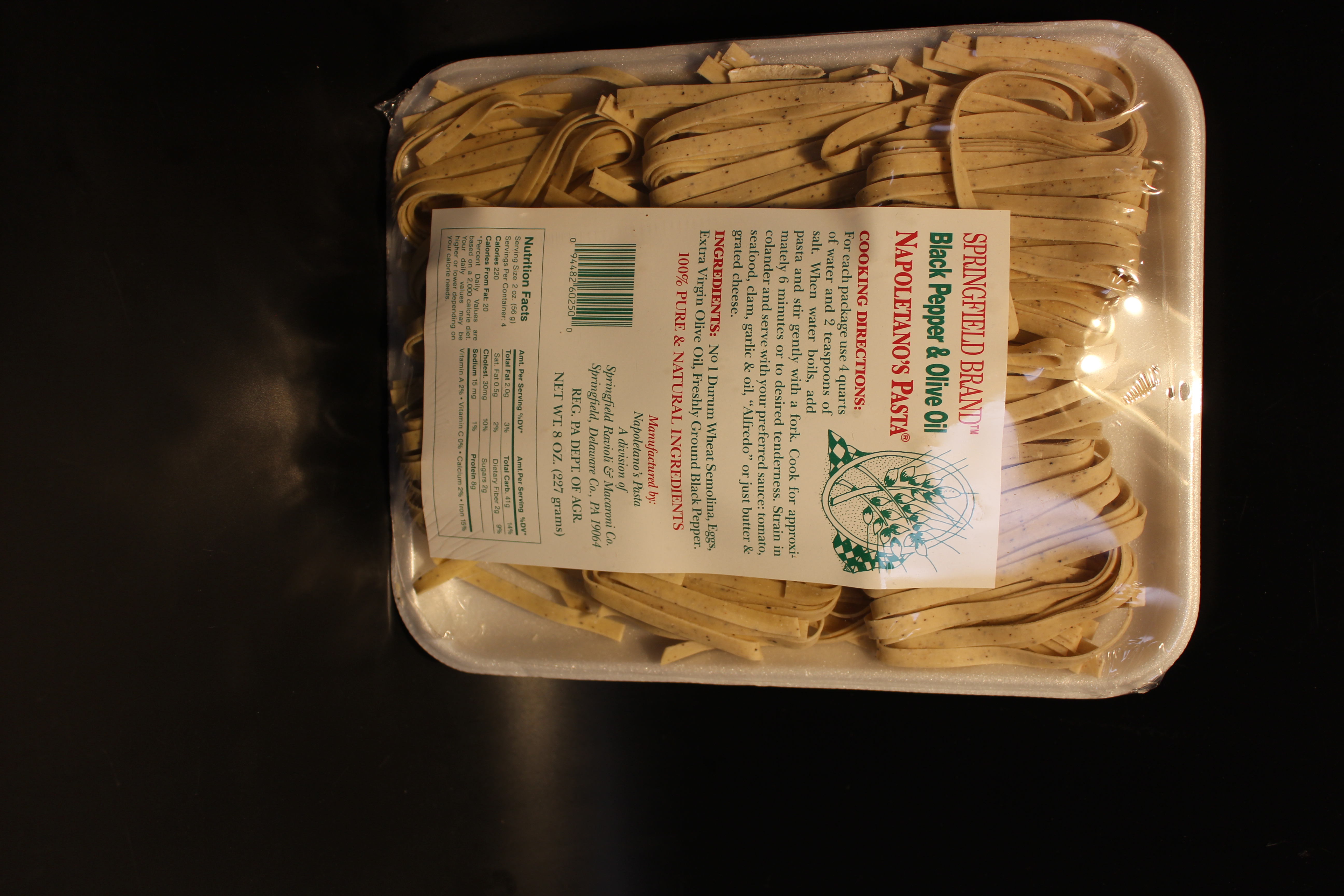 Order Black Pepper & Olive Oil Fettuccine Dried - 8 oz. food online from Napoletano Brothers store, Springfield on bringmethat.com