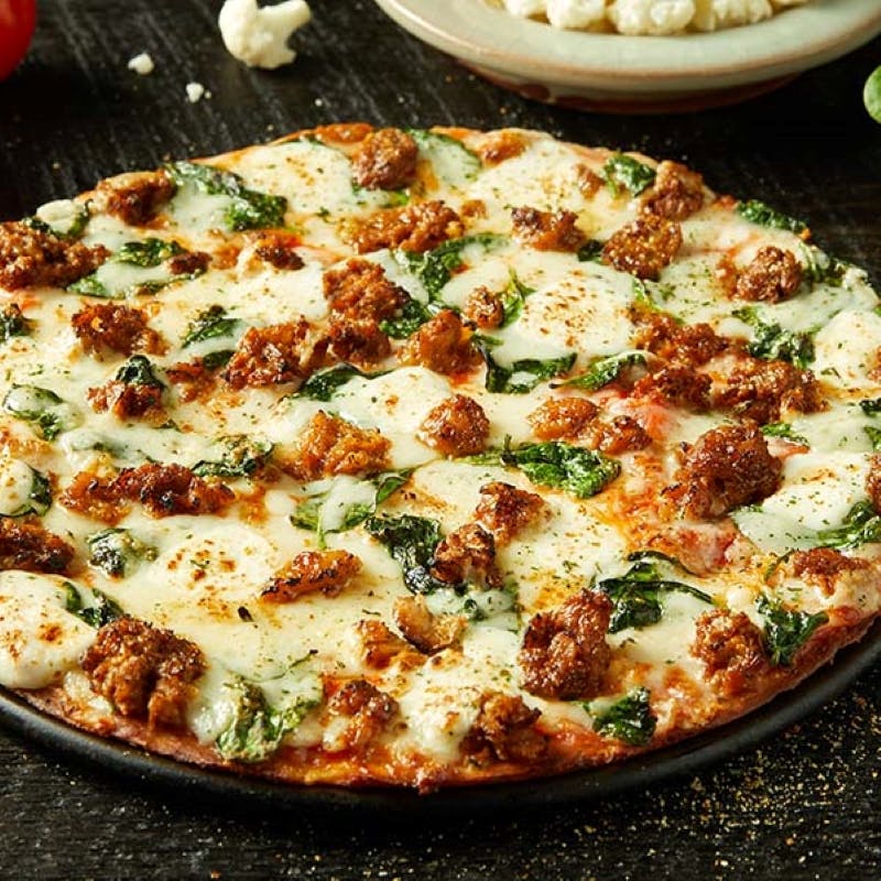 Order Cauliflower Spinach Mozzarella Pizza - Small 10" food online from Donatos Pizza store, Hudson on bringmethat.com