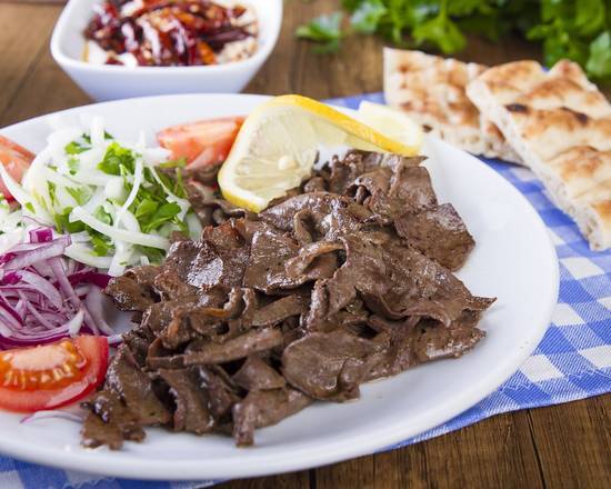 Order Meat Shawarma Plate food online from Arifs Mediterranean Grill store, Dearborn Heights on bringmethat.com