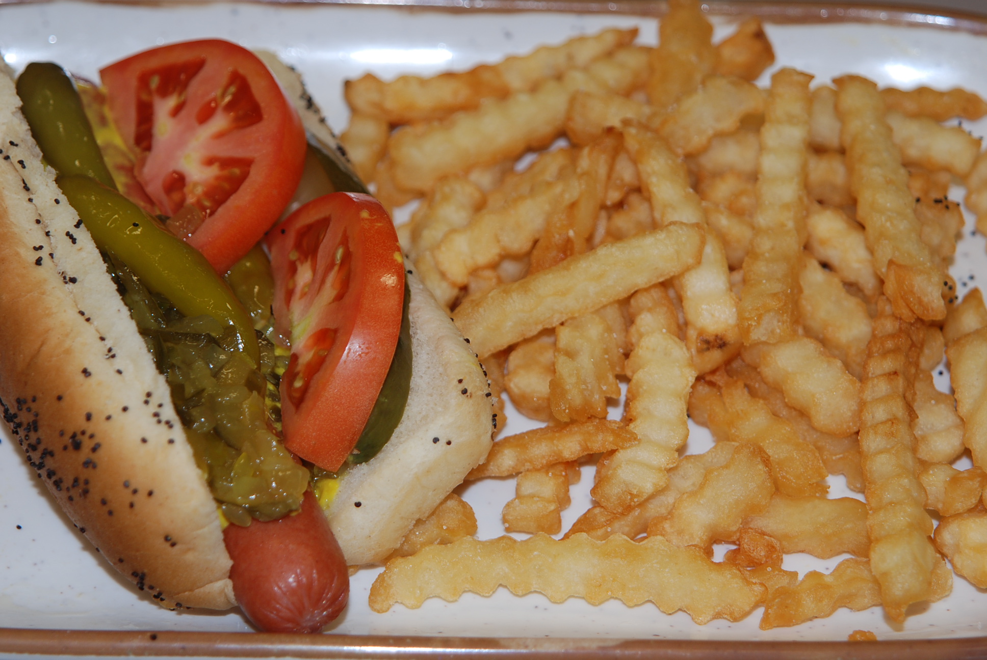 Order Hot Dog with Fries food online from Nick Pizza & Beef store, Bellwood on bringmethat.com