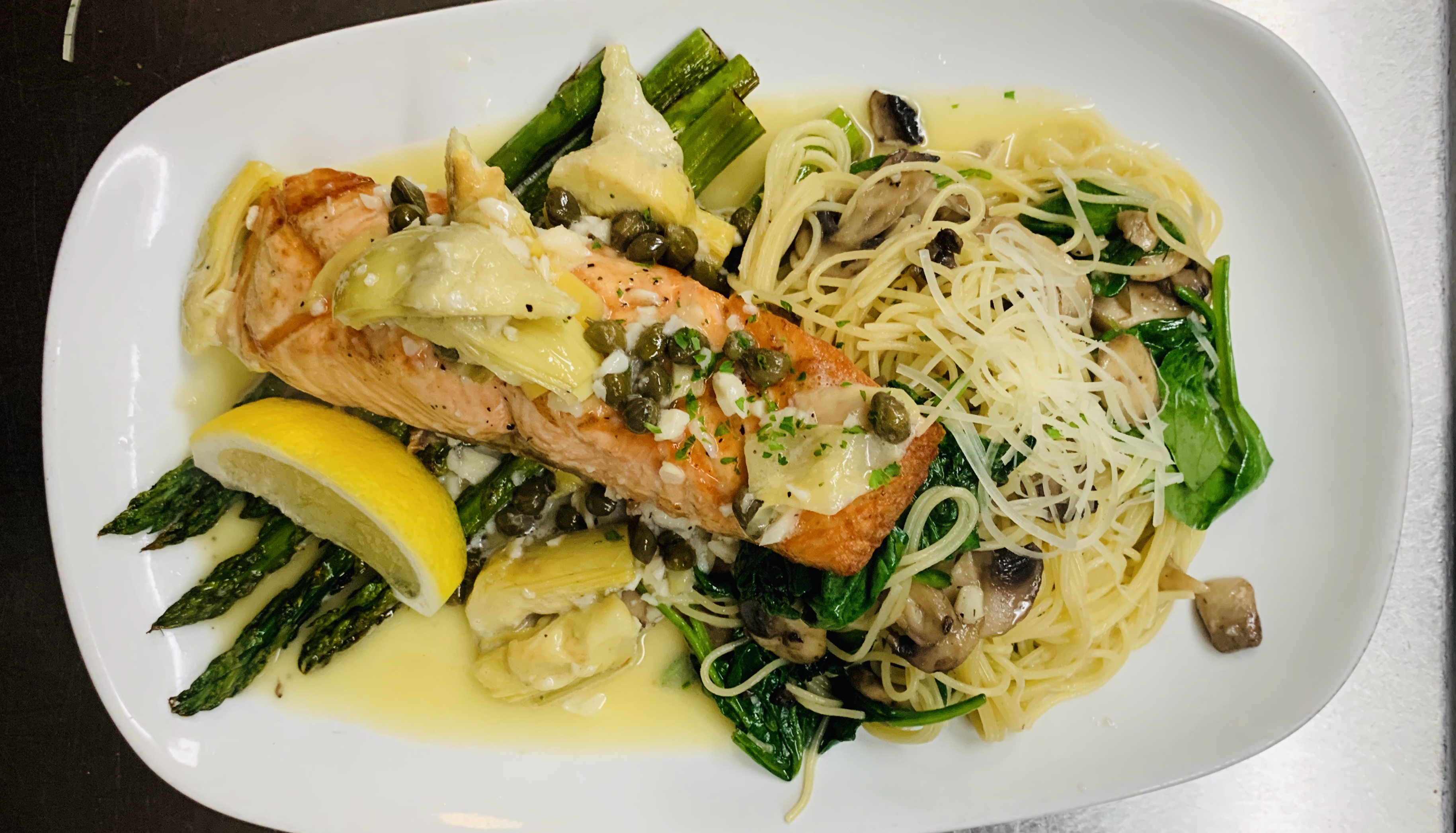 Order Grilled Salmon Piccata food online from Fratelli store, Oceanside on bringmethat.com