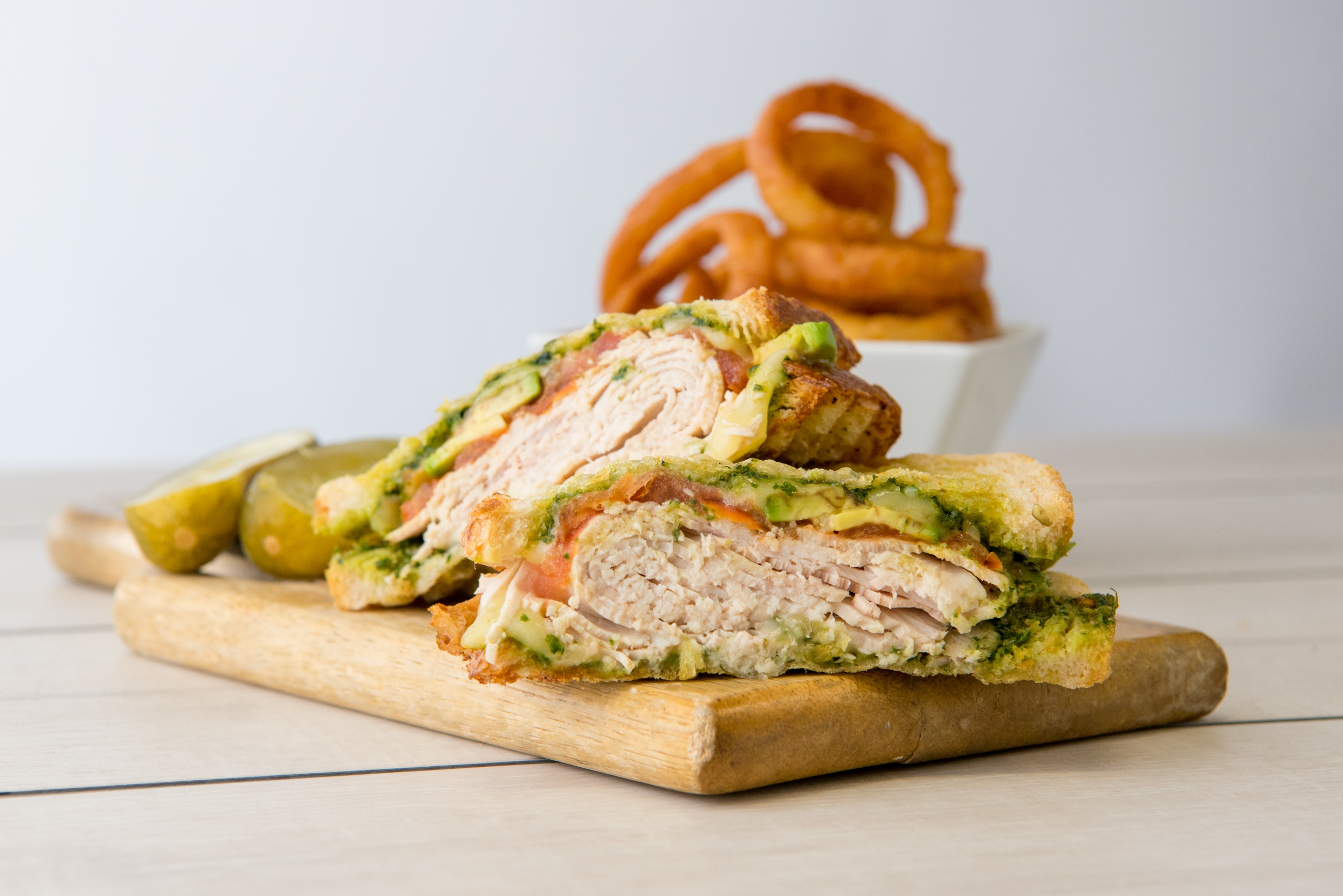 Order Turkey Pesto Sandwich food online from Grilled Cheese Heaven store, Los Angeles on bringmethat.com