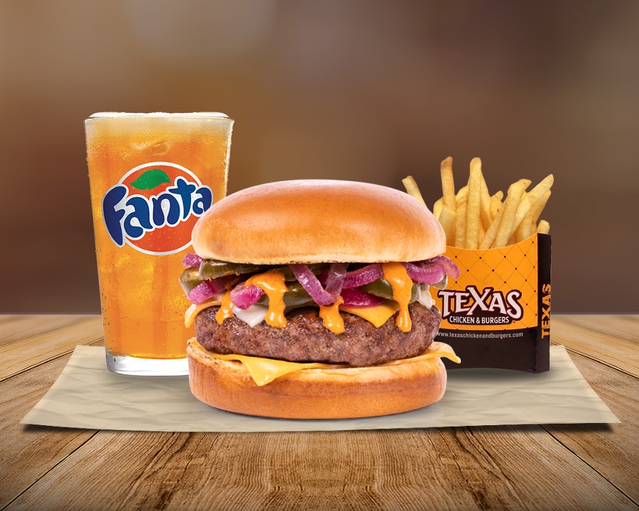 Order Tex's Hell Burger Combo food online from Texas Chicken & Burgers store, New York on bringmethat.com