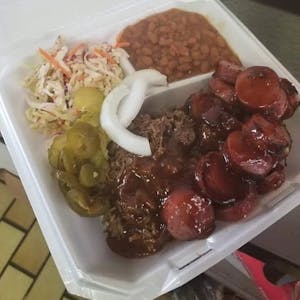 Order Two Meat Combo food online from Oh My BBQ store, Arlington on bringmethat.com