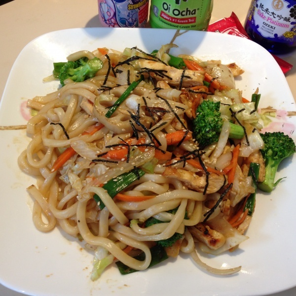 Order K10. Pan Stirfry Udon (veg, meat or seafood) food online from Yama Sushi store, Belmont on bringmethat.com