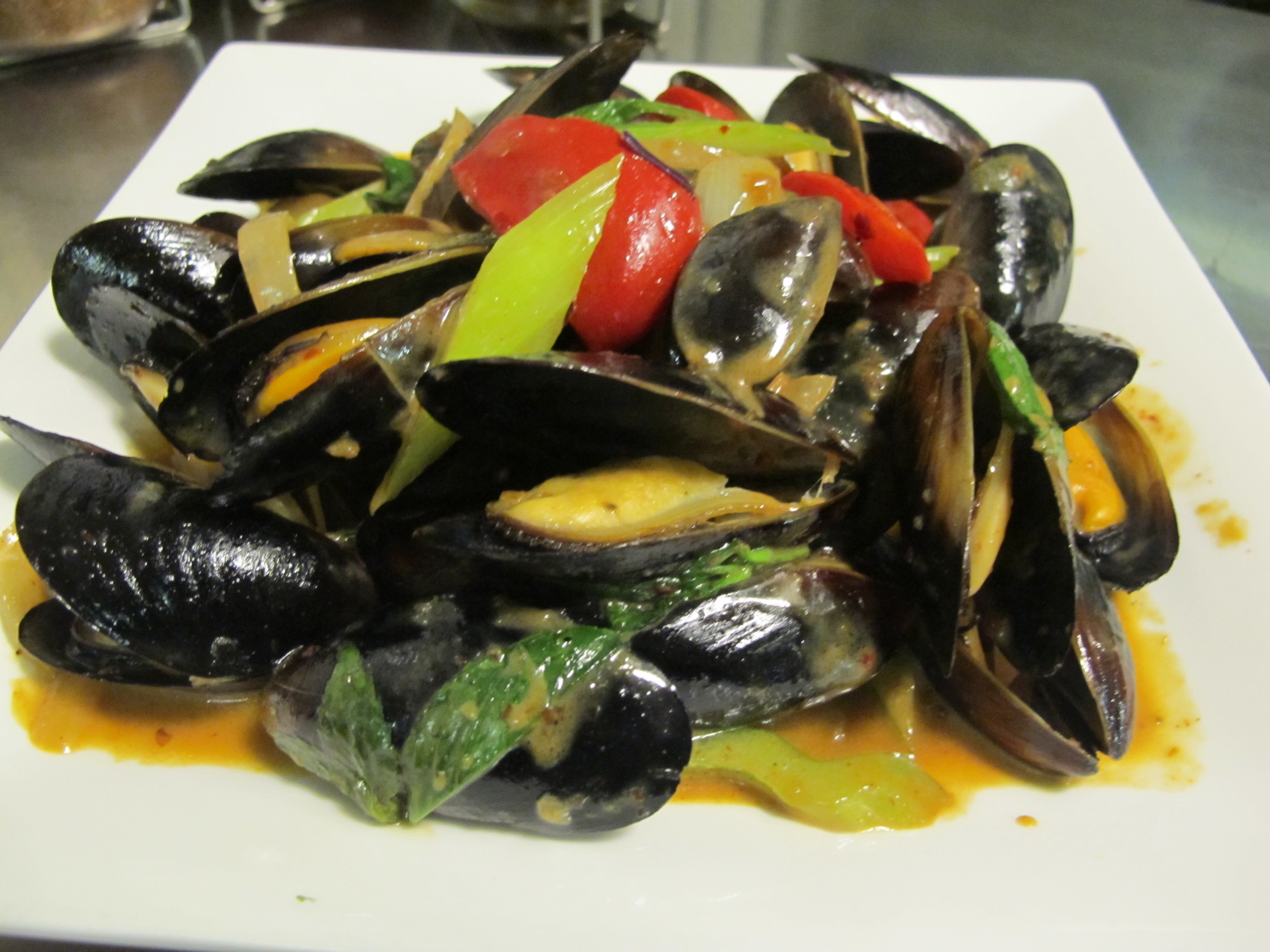 Order 72. Pad Blue Mussels* food online from Thailand Restaurant store, Modesto on bringmethat.com