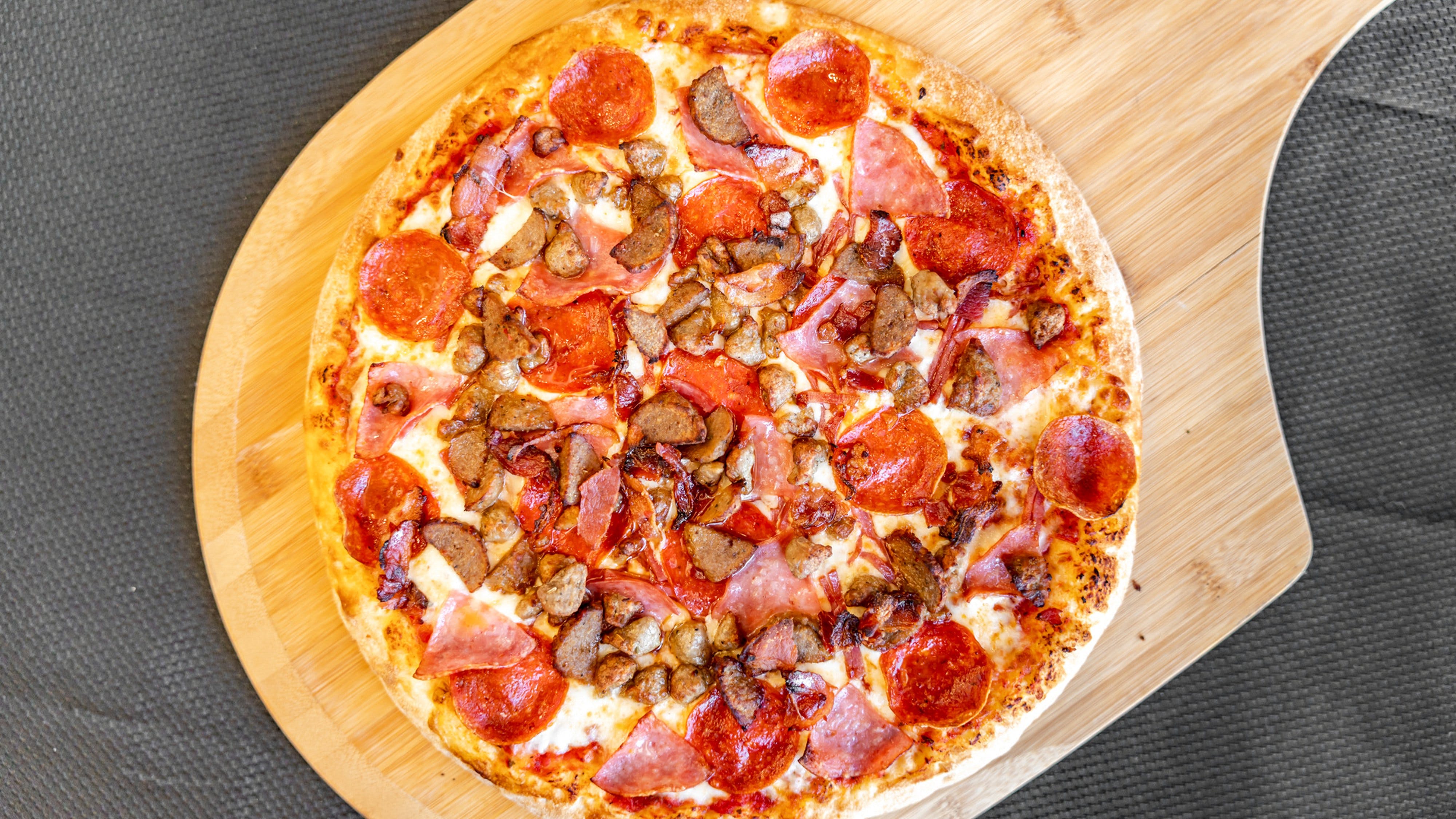 Order Vegan All Meat Pizza - Small food online from Papa Pizza Pie store, Fullerton on bringmethat.com