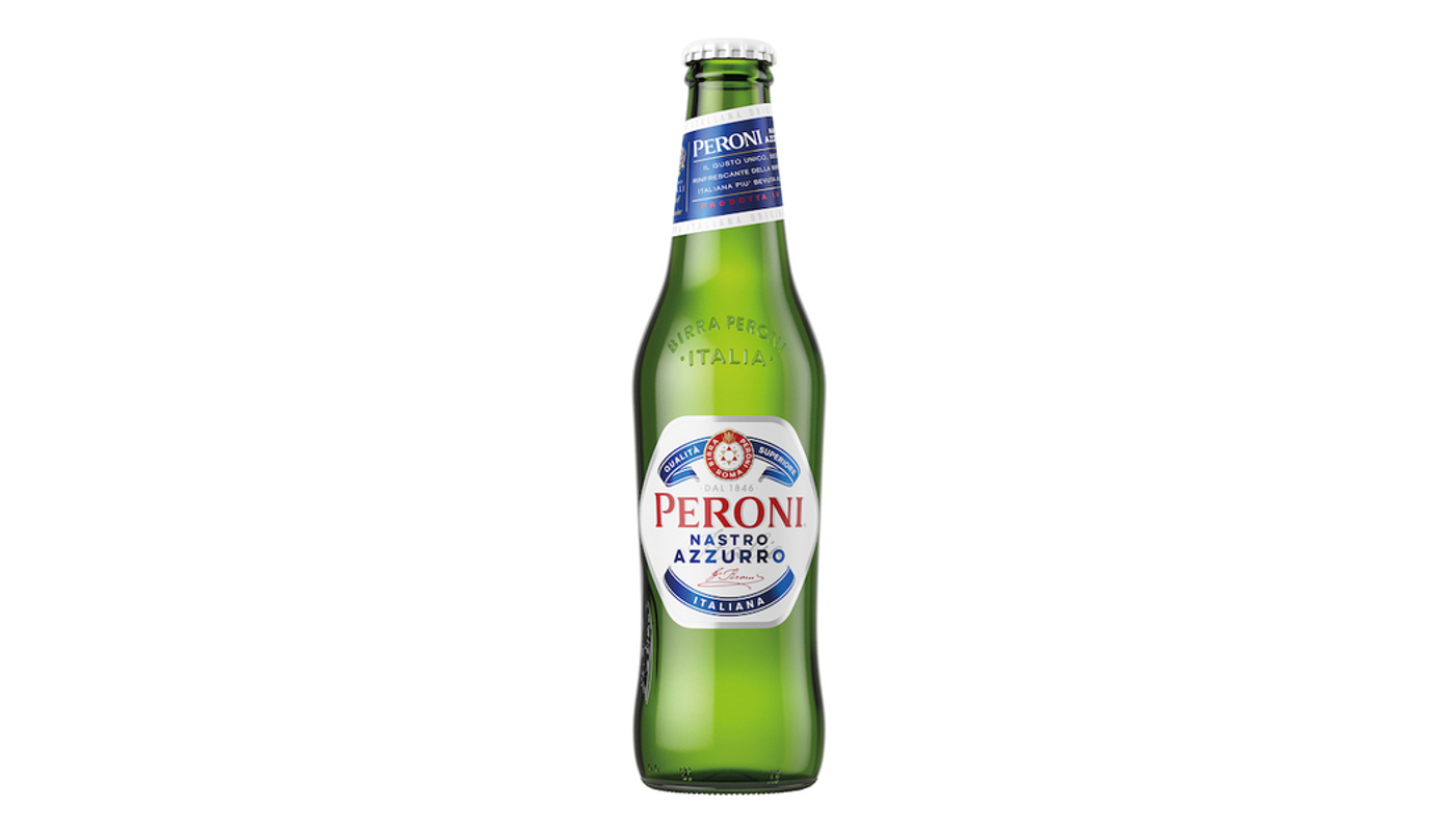 Order Peroni Nastro Azzurro 6 Pack 11.2 oz Bottles food online from Golden Rule Liquor store, West Hollywood on bringmethat.com