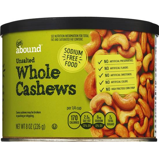 Order Gold Emblem Abound Unsalted Whole Cashews, 8 OZ food online from CVS store, REIDSVILLE on bringmethat.com