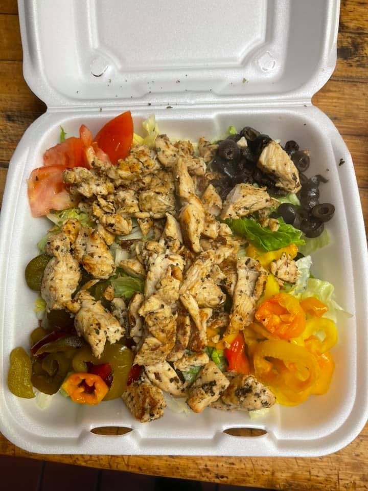 Order Fresh Grilled Chicken Salad - Small food online from Carini's Pizza Restaurant store, Mahanoy City on bringmethat.com