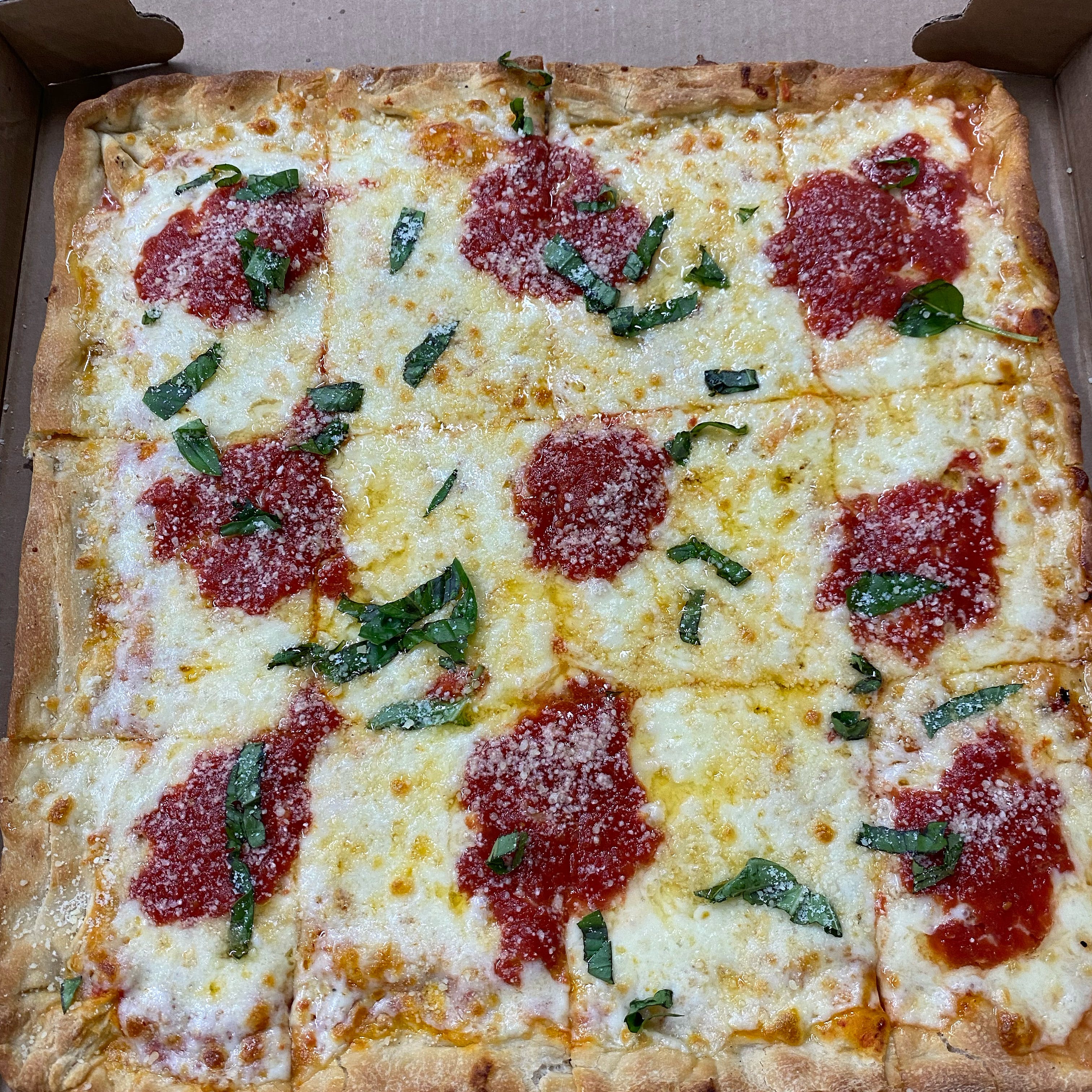 Order Grandma Cheese Pizza - 12'' (6 Slices) food online from Marcello's Pizza store, Paterson on bringmethat.com