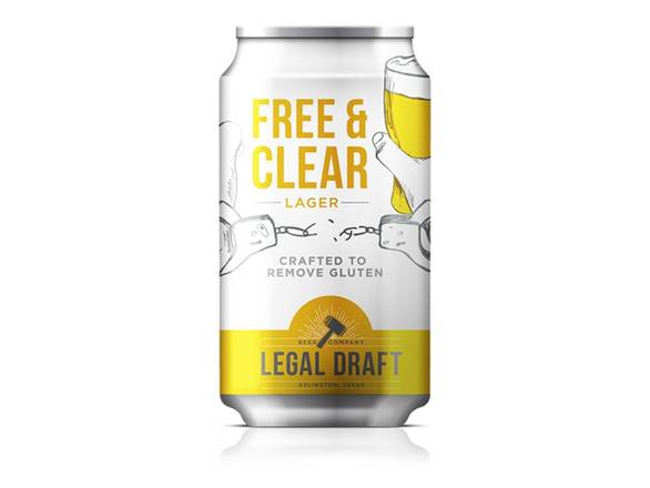 Order Legal Draft Free And Clear Gluten Free Lager - 6x 12oz Cans food online from Jacob's Liquor store, Sachse on bringmethat.com