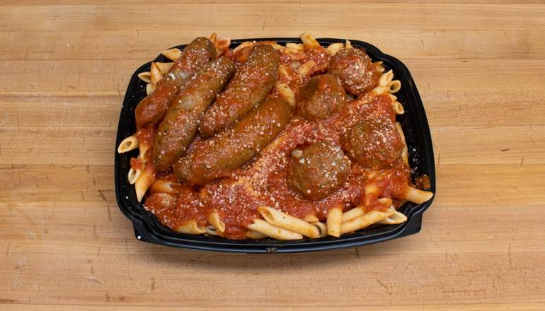Order Combo Pasta Bucket with 4 Sausages and 4 Meatballs with Meat Sauce food online from Amato's Real Italian Food To Go store, Portland on bringmethat.com