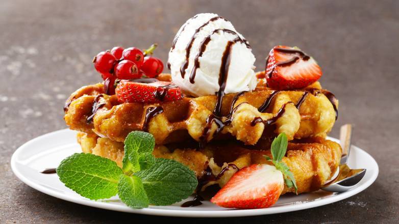 Order Strawberry Ice Cream Waffle food online from Mary's Waffle Bar store, San Francisco on bringmethat.com