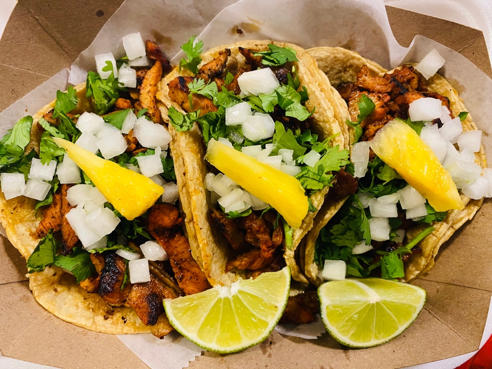 Order PASTOR TACOS food online from Chile Y Limón store, Indianapolis on bringmethat.com