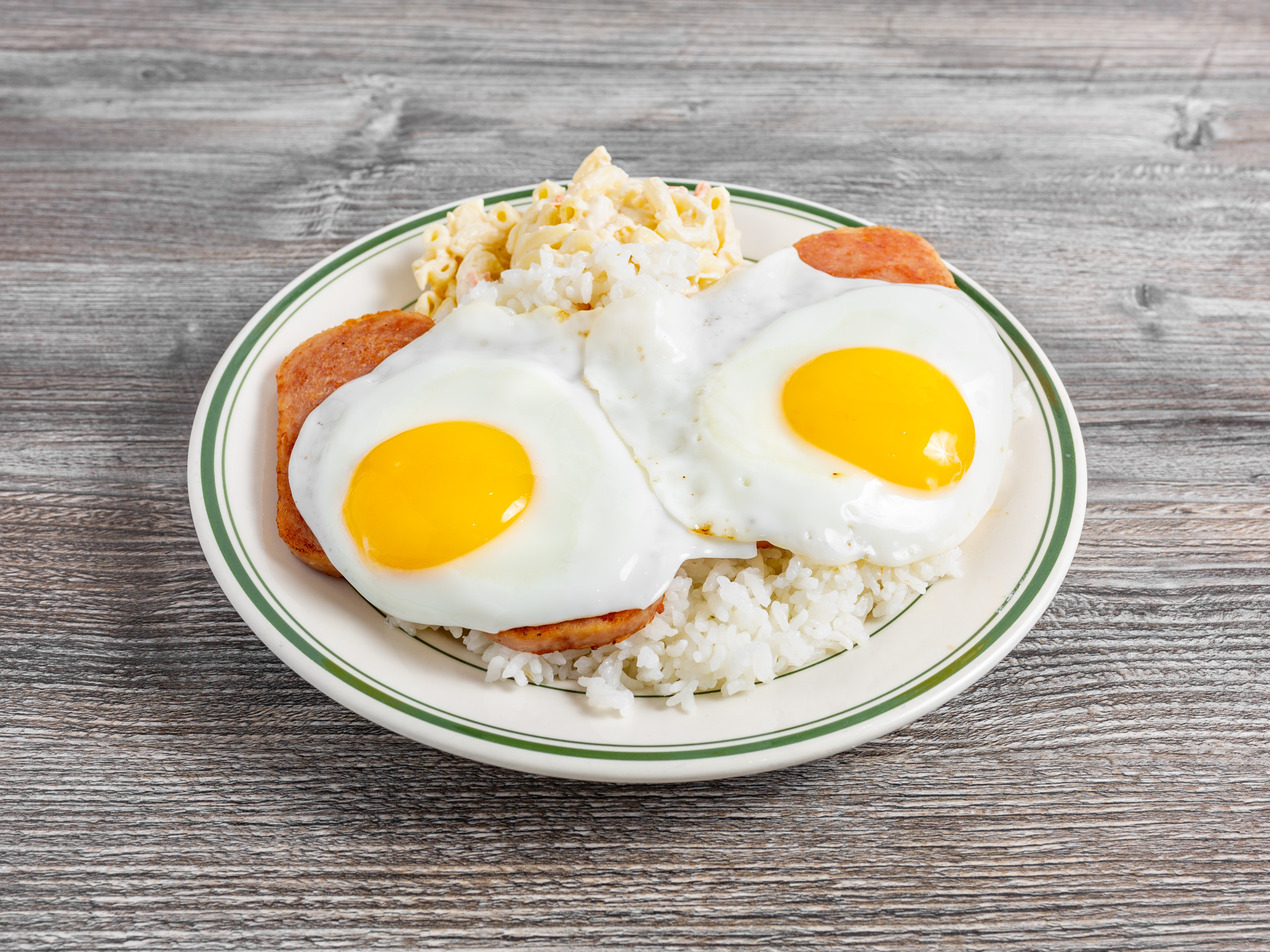 Order Spam, Eggs & Rice Plate food online from Lulu Hawaiian Bbq store, Las Vegas on bringmethat.com