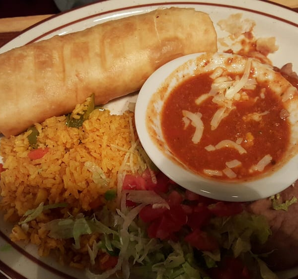 Order Ground Beef Chimichanga food online from Los Cucos Mexican Cafe - Sandy, Utah store, Sandy on bringmethat.com