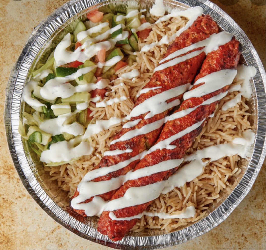 Order Kebab Over Rice food online from Salah's Halal Food store, East Islip on bringmethat.com