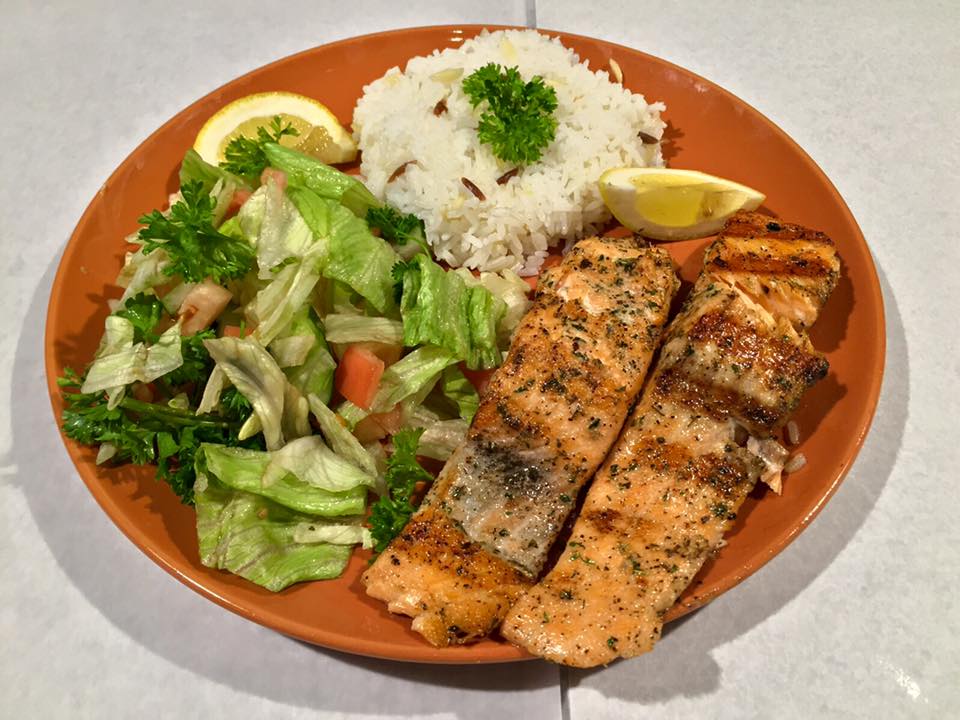 Order Grilled Salmon Plate food online from Inbound Pizza store, Allston on bringmethat.com