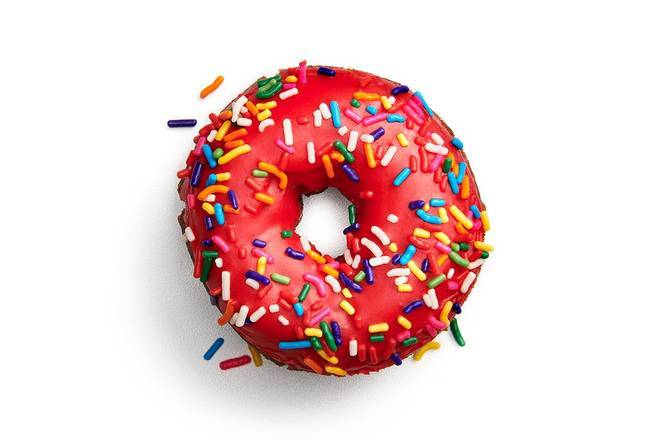 Order Cherry Iced with Sprinkles Cake food online from Shipley Donuts store, Kerrville on bringmethat.com