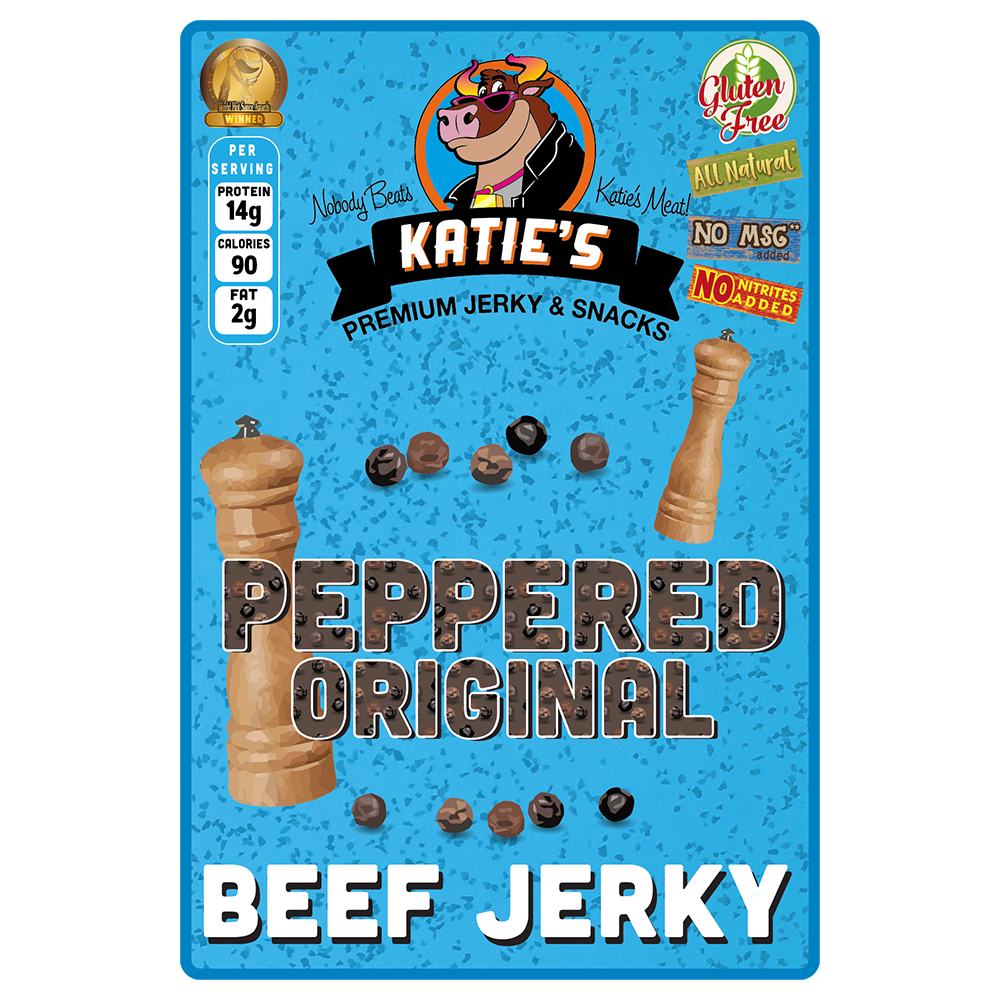 Order Pepper'd Beef Jerky food online from Katie Snack Foods store, Hilliard on bringmethat.com