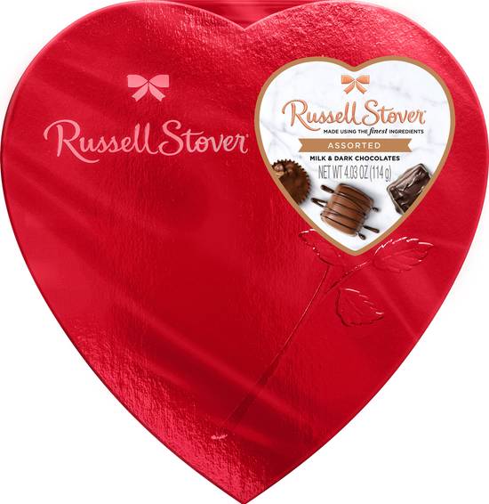 Order Russell Stover Valentine's Day Red Foil Heart Assorted Milk Chocolate & Dark Chocolate Gift Box, 4.03 oz food online from CVS store, WALKERTOWN on bringmethat.com