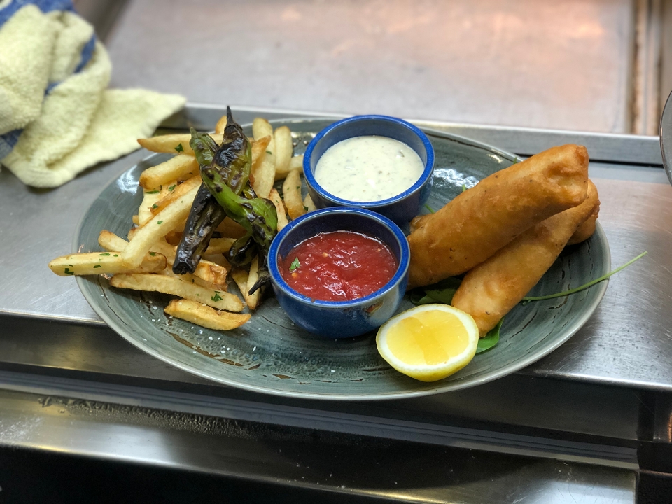 Order Fish And Chips food online from Poseidon Restaurant store, Del Mar on bringmethat.com