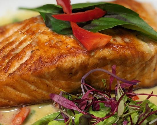 Order Grilled Salmon Filet food online from Rice Pot Thai Restaurant store, New Haven on bringmethat.com