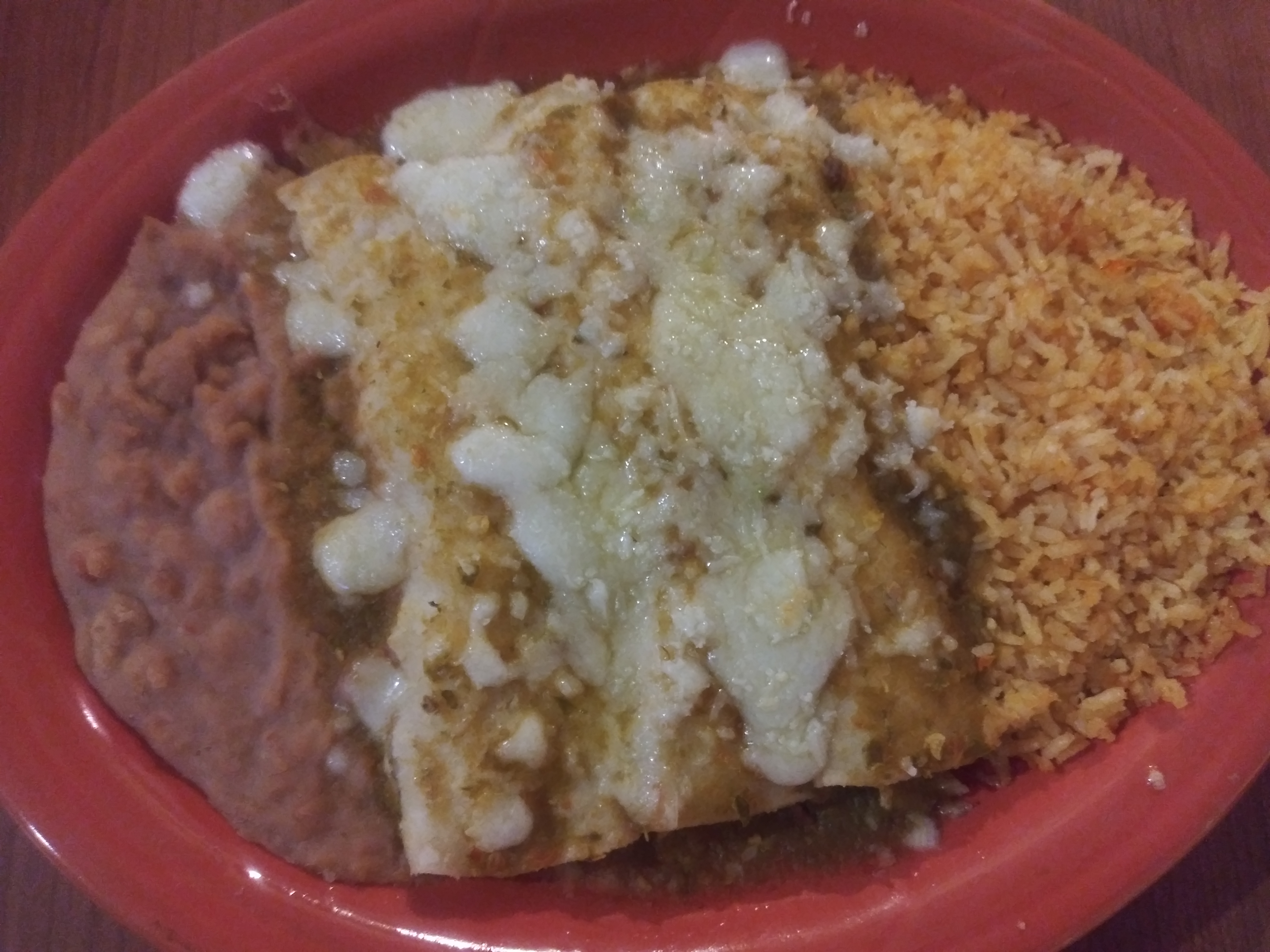 Order 6. 3 Baked Chicken Enchiladas food online from G and R Restaurant store, El Paso on bringmethat.com