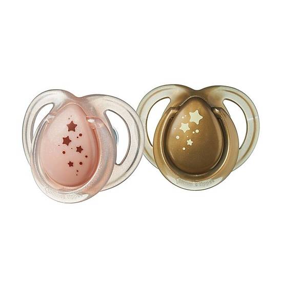 Order Tommee Tippee® 2-Pack 0-6M Morning Skies Pacifiers in Rose Gold food online from Bed Bath & Beyond store, Lancaster on bringmethat.com