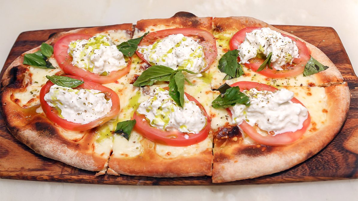 Order Burrata Pizza food online from Blue Seafood Bar store, New York on bringmethat.com