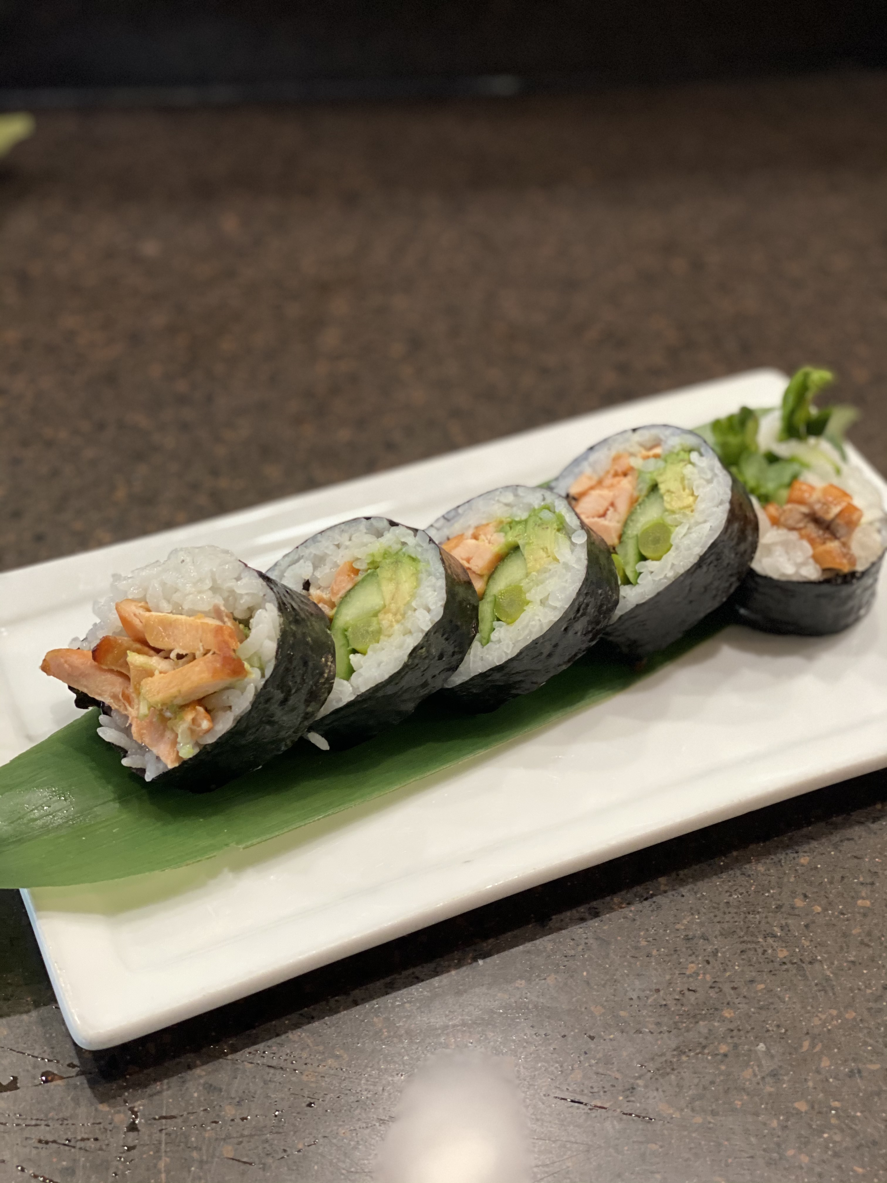 Order Baked Salmon Asparagus Roll food online from Kanpai Japanese Sushi Bar and Grill store, Los Angeles on bringmethat.com