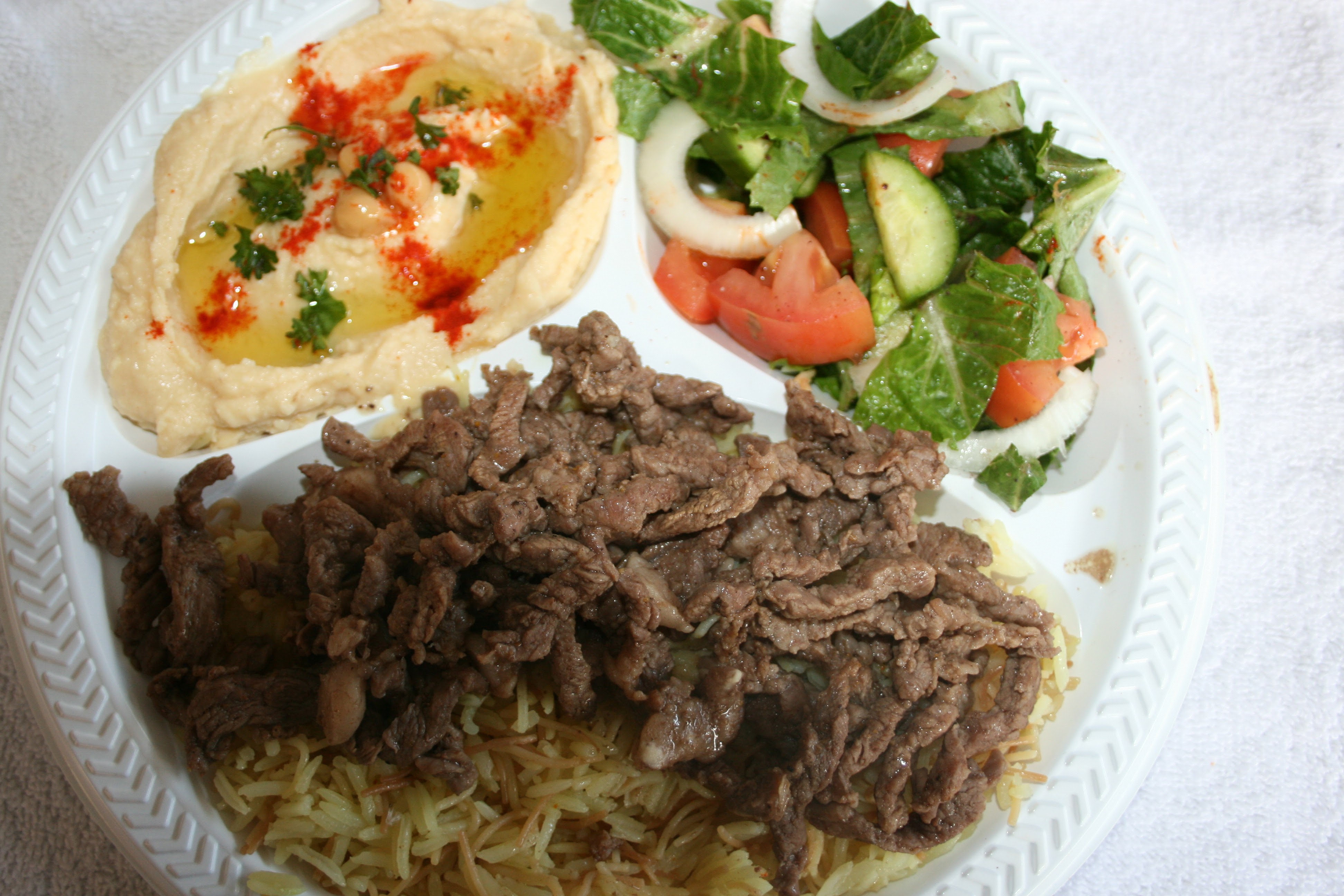 Order Beef Shawarmah Plate food online from Zaytoon Kabob store, Garden Grove on bringmethat.com