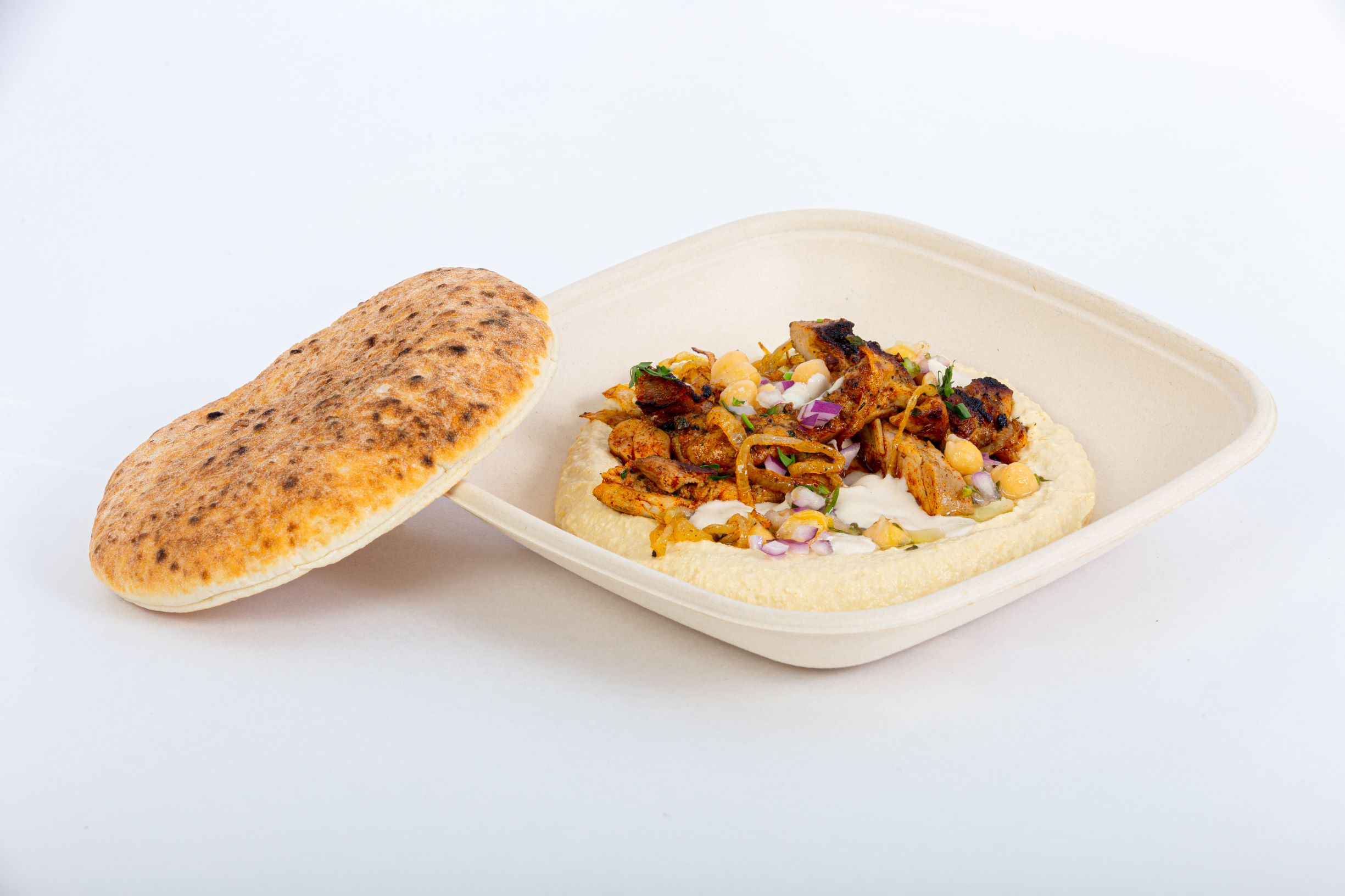 Order Hummus with grilled chicken and onions food online from Sabra Grill store, San Francisco on bringmethat.com