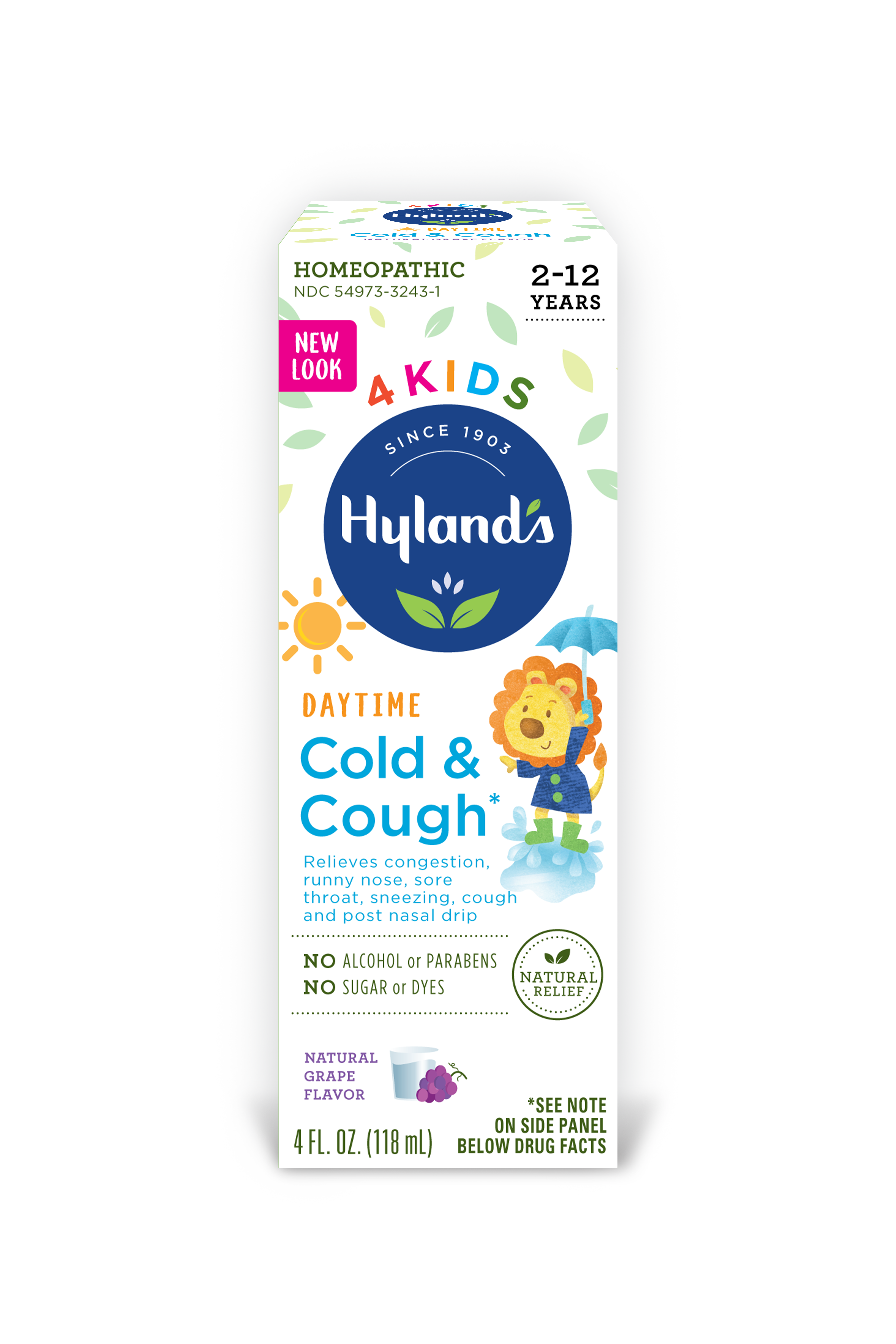 Order Hyland's 4Kids Cold & Cough Daytime Syrup, Grape - 4 fl oz food online from Rite Aid store, Cathedral City on bringmethat.com