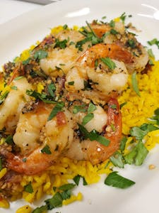 Order Garlic Butter Shrimp with Rice food online from Rhapsody store, Fresno on bringmethat.com