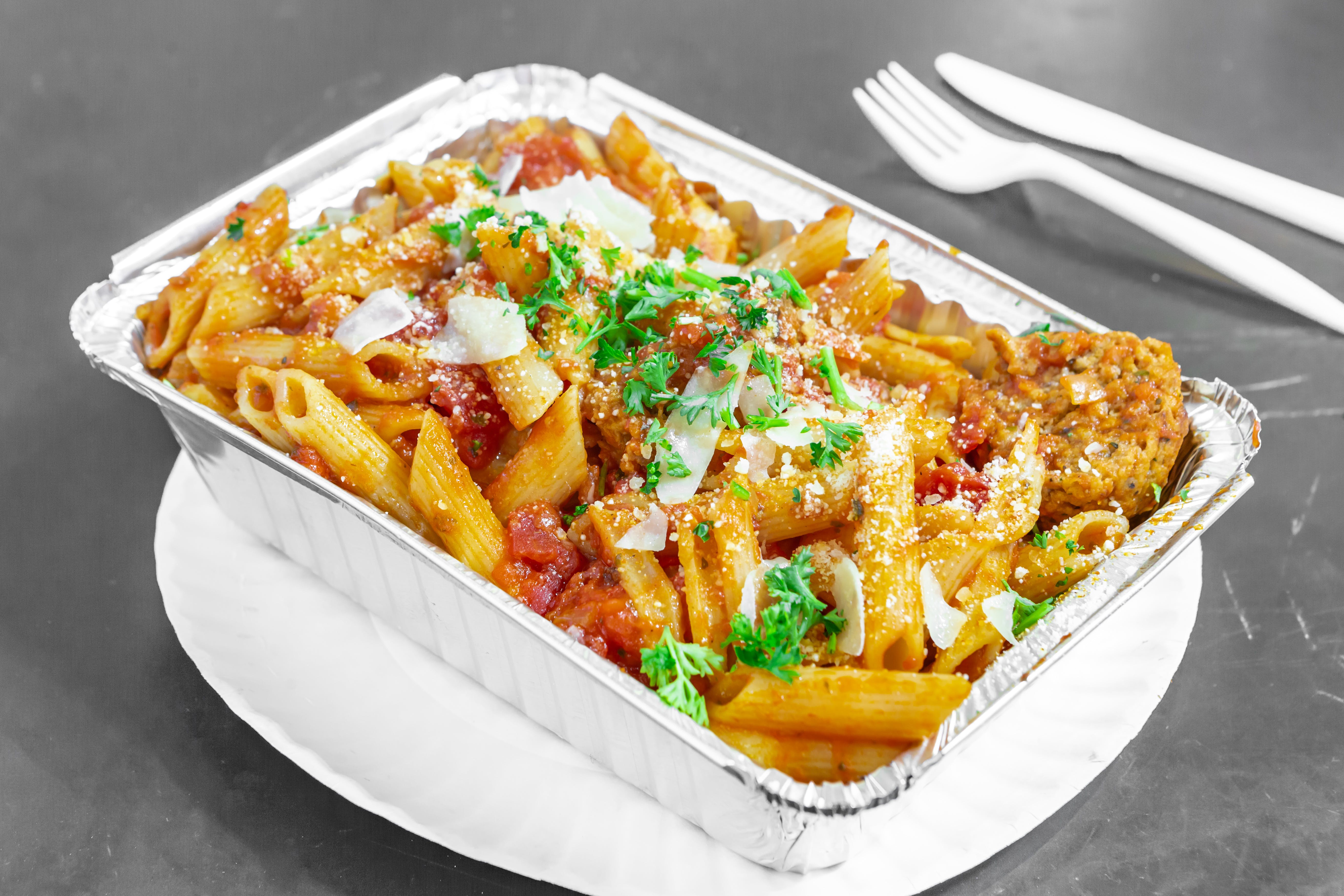 Order Meatball Parm Pasta - Pasta food online from Pizza By Rocco store, Natick on bringmethat.com