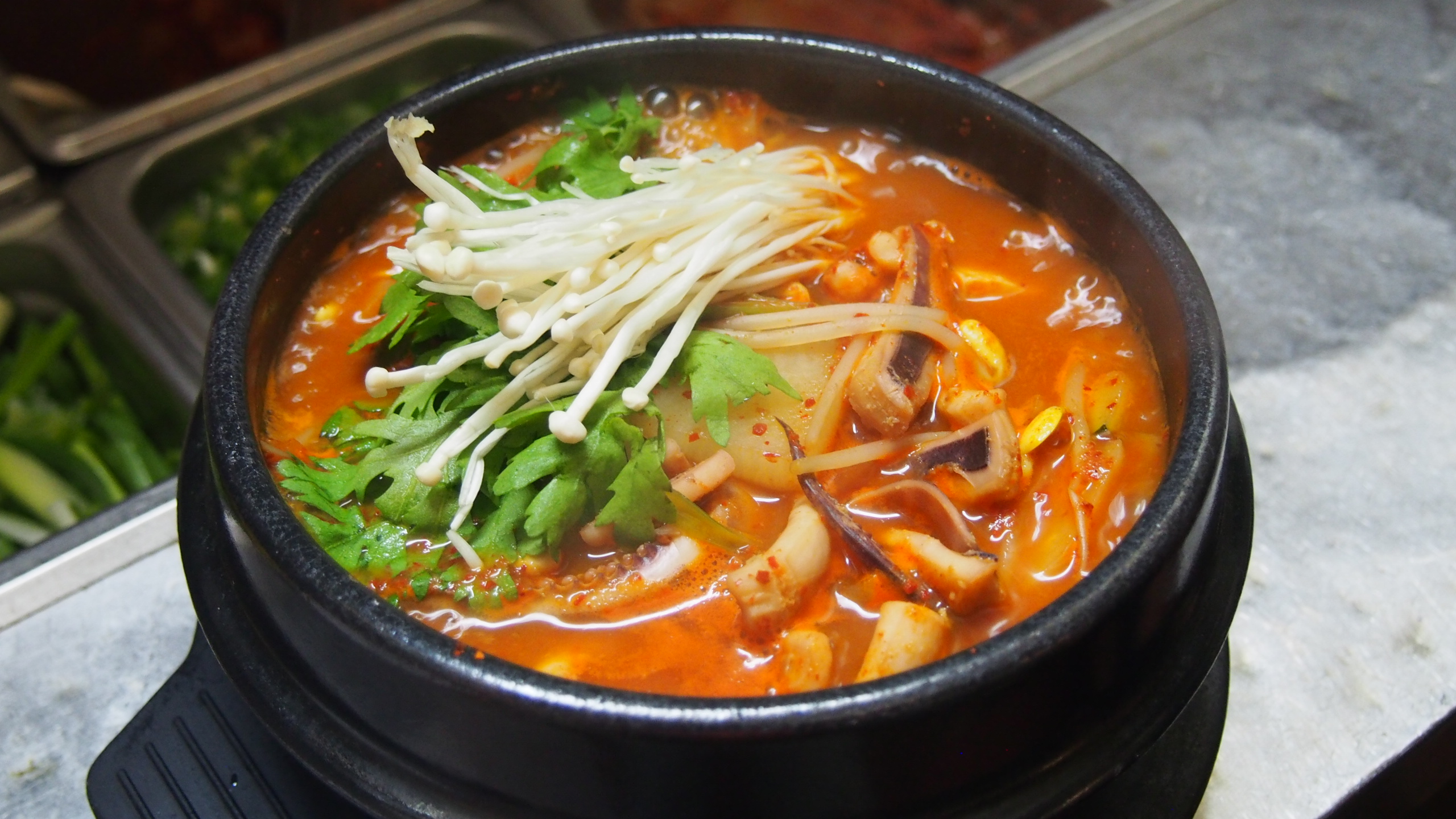 Order D-8A. Squid Game Stew (오징어찌개/魷鱼汤) food online from Restaurant Namsan store, Los Angeles on bringmethat.com