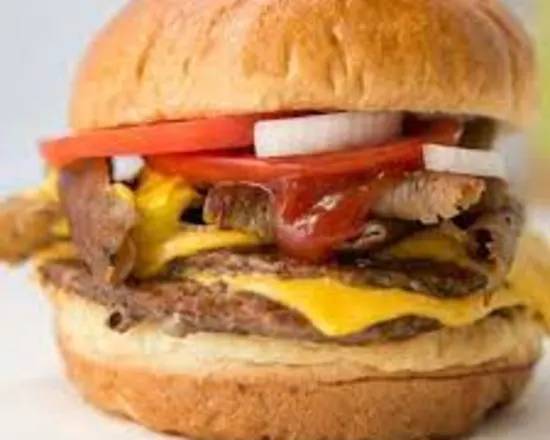 Order Gyro Cheeseburger  with Fries food online from Flame On Peri Peri Grill store, Niles on bringmethat.com