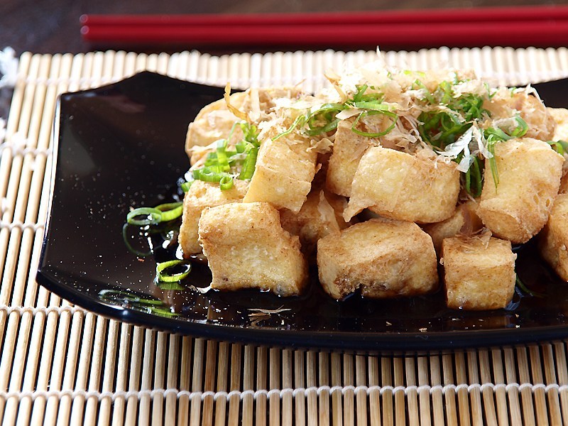 Order Age Dashi Tofu food online from Naked Fish Japanese Restaurant store, Chino Hills on bringmethat.com
