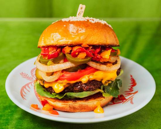 Order Spicy Pepper Burger food online from Beverly Hills Burger Bungalow store, West Hills on bringmethat.com