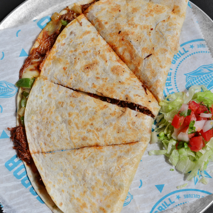 Order Barbacoa Quesadilla food online from Sabor Latin Street Grill store, Pineville on bringmethat.com
