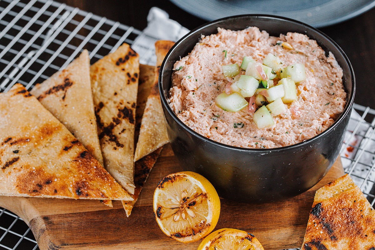 Order SMOKED SALMON DIP food online from Rock Bottom Brewery store, Englewood on bringmethat.com