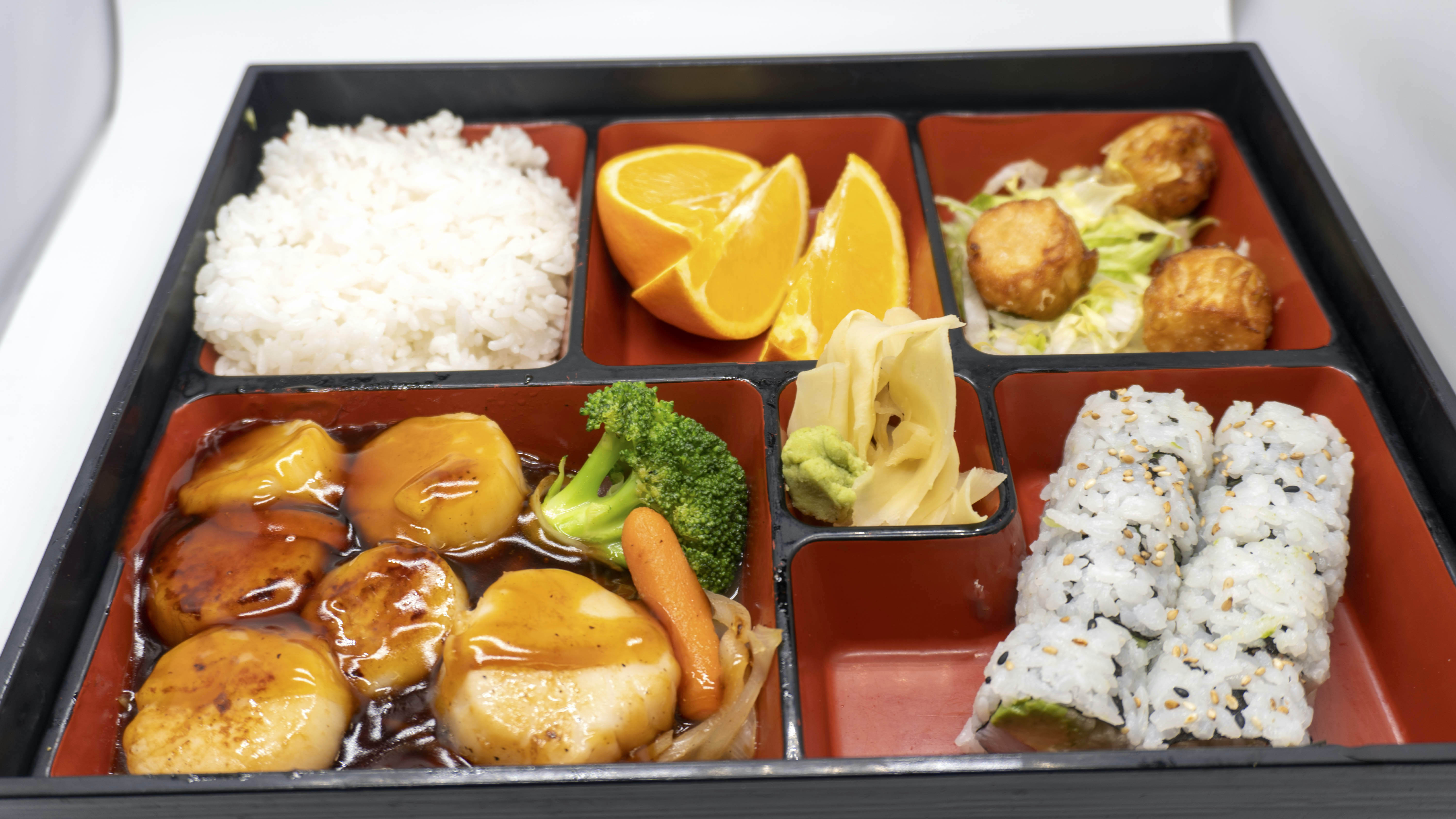 Order Teriyaki Scallop Bento Box food online from Mizu Japanese Restaurant store, Niles on bringmethat.com