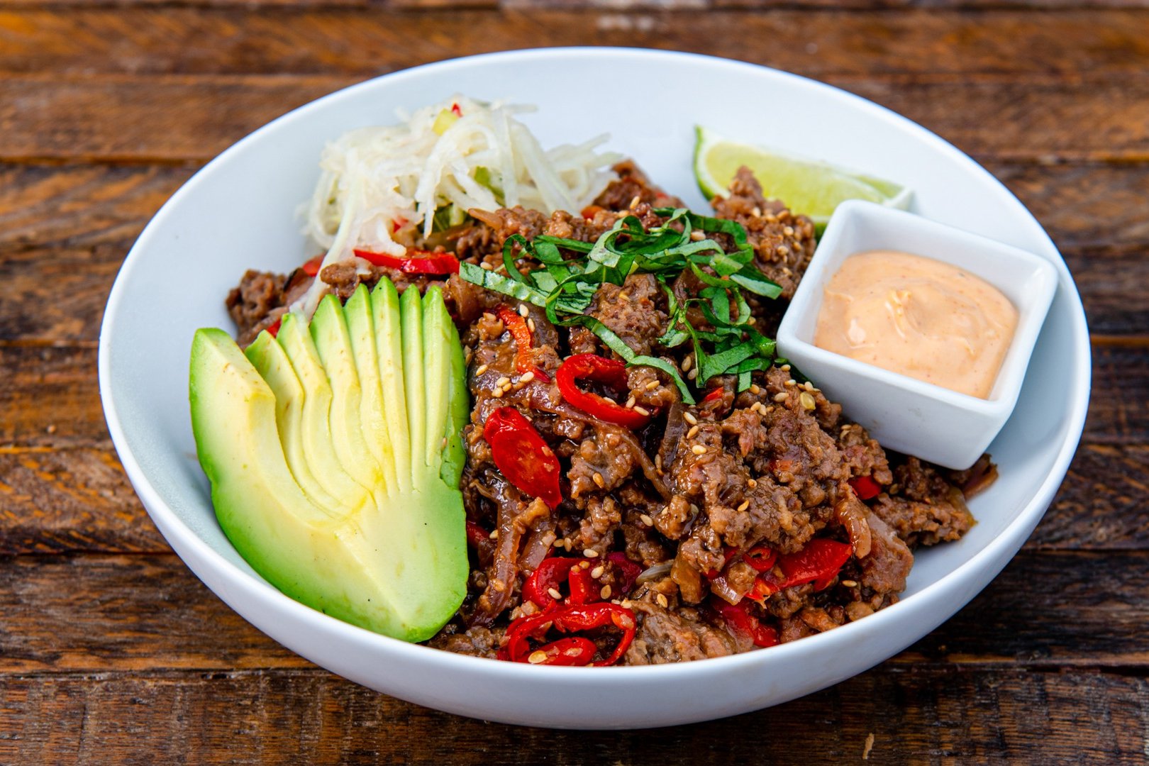 Order Spicy Thai Beef Bowl food online from Ginger Bowls store, San Francisco on bringmethat.com